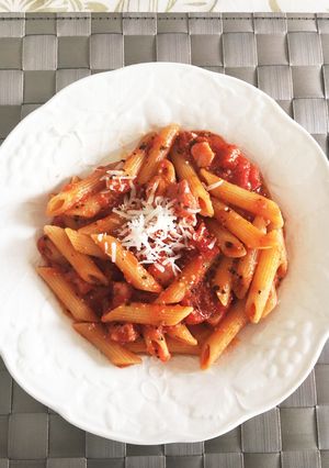 ペンネトマトソース♪ニンニクなしでも美味-レシピのメイン写真