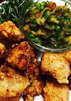 鶏胸肉でジューシー唐揚げ♫ネギおろぽんで-レシピのメイン写真
