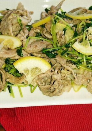 MECにも♡豚肉と豆苗のレモン炒め-レシピのメイン写真