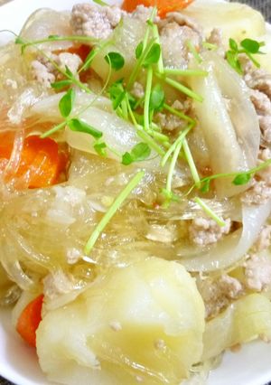 白出汁で手間いらず！【ミンチ肉じゃが】-レシピのメイン写真