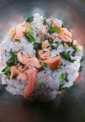 材料３つ！鮭と小松菜のおいしい混ぜご飯☆-レシピのメイン写真