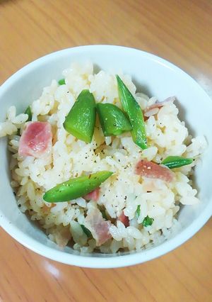 スナップえんどうとベーコンバターライス☺-レシピのメイン写真