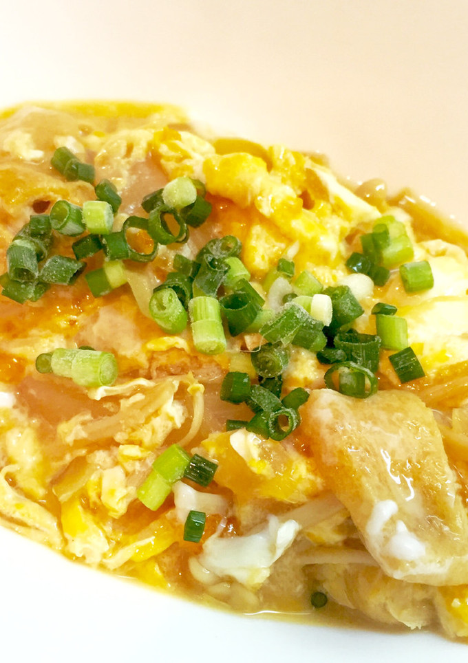 簡単♪油揚げきのこ玉ねぎのたまごとじ丼♪-レシピのメイン写真