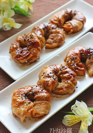 ピリ辛醤油味✿車麩と豚バラ肉の肉巻き✿-レシピのメイン写真