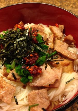 そうめんをレンジで茹でて中華豚そば♪-レシピのメイン写真