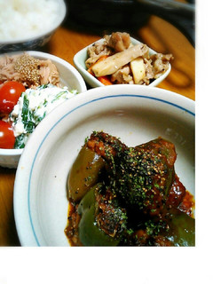 筒ピーマンの肉詰め*豆腐も入ってるよ-レシピのメイン写真