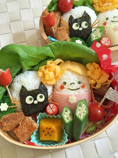 黒猫&女の子弁当☆簡単♩遠足☆キャラ弁-レシピのメイン写真