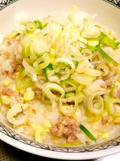 【簡単】ひき肉の雑炊【ネギだく】-レシピのメイン写真