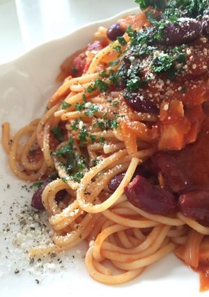 赤いんげん豆とツナのトマトスパゲティ-レシピのメイン写真