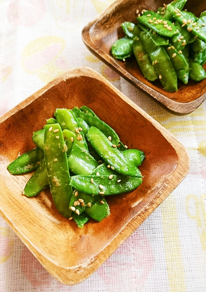 レンジで簡単☆きぬさやの胡麻和え。-レシピのメイン写真
