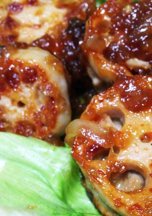 れんこんのはさみ焼きオニオンソースがけ☆-レシピのメイン写真