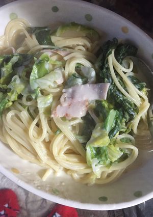 春キャベツとベーコンのクリームパスタ-レシピのメイン写真