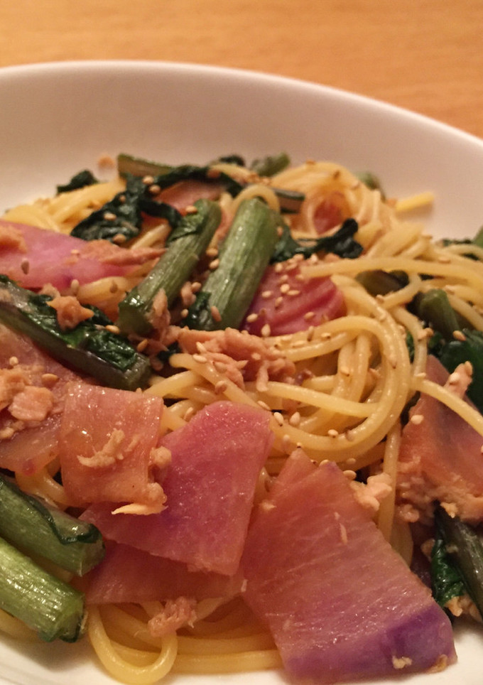 簡単☆まるごと紫大根とツナの和風パスタ-レシピのメイン写真