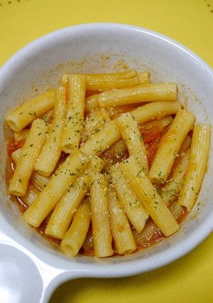 レンジで簡単！トマトパスタ(災害時にも)-レシピのメイン写真