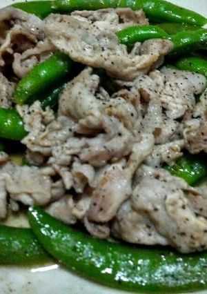 スナップえんどうと豚肉の酒蒸しペッパー酢-レシピのメイン写真