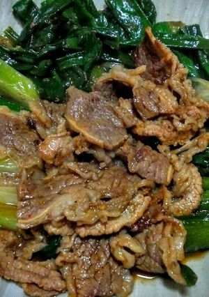 葉玉ねぎと牛バラ肉の甘辛すき煮-レシピのメイン写真
