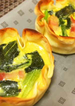 トースターで焼く♡餃子の皮でミニキッシュ-レシピのメイン写真