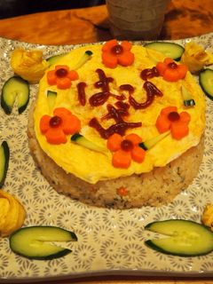 なんちゃってお誕生日オムライスケーキ②!-レシピのメイン写真