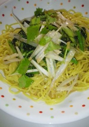 菜の花と春菊のゴマだれ冷やし麺-レシピのメイン写真