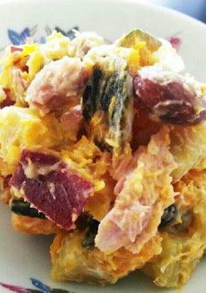 かぼちゃとさつま芋の豆サラダ-レシピのメイン写真