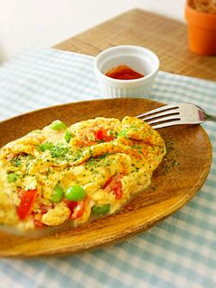 枝豆とトマトのチーズオムレツ-レシピのメイン写真