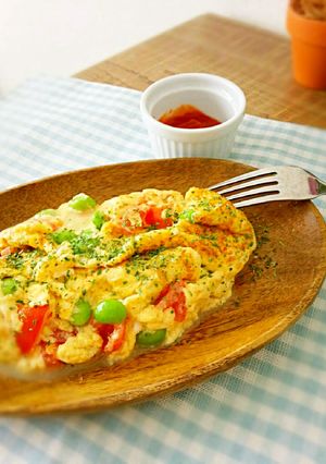 枝豆とトマトのチーズオムレツ-レシピのメイン写真