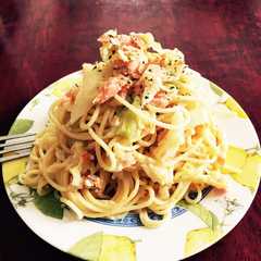 春キャベツと鮭のクリームパスタ-レシピのメイン写真