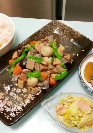 筑前煮とエビマヨと大根の炒め煮(^w^)-レシピのメイン写真