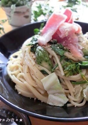 春野菜と生ハムのクリームパスタ♡-レシピのメイン写真