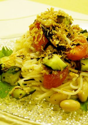 手作り水煮大豆とひじきで冷製パスタ-レシピのメイン写真