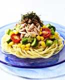 シーチキンと夏野菜のぶっかけパスタ