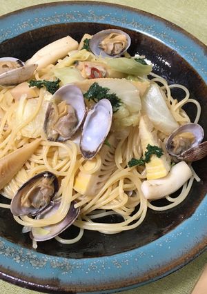 たけのこ&あさり&キャベツ&イカのパスタ-レシピのメイン写真