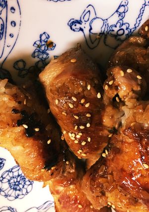 美味！グルメのたれで肉巻きおにぎり-レシピのメイン写真