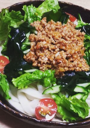 簡単！！肉味噌サラダきしめん-レシピのメイン写真