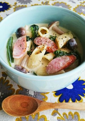 ペンネとほうれん草のクリームスープ-レシピのメイン写真
