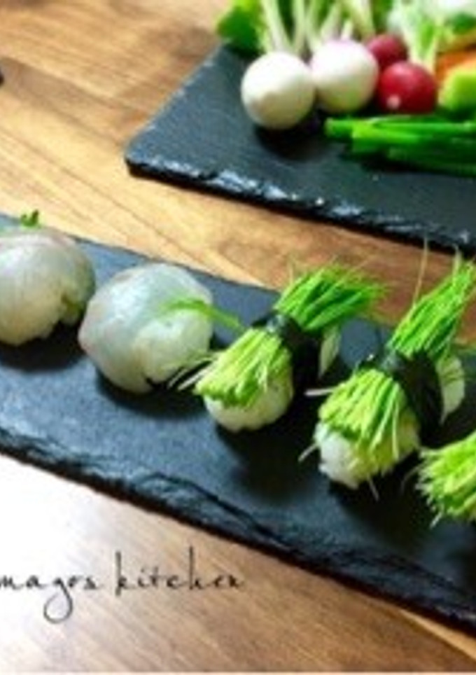 おつまみに〜♫芽ネギ寿司と鯛の手毬寿司-レシピのメイン写真