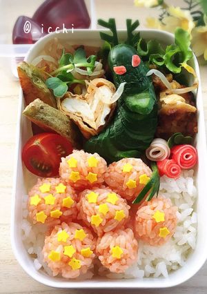 ドラゴンボールと神龍のキャラ弁-レシピのメイン写真