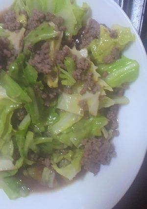 ３分レシピキャベツと、ひき肉のしょうが味-レシピのメイン写真