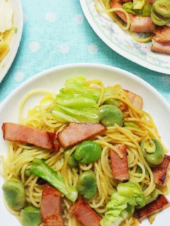 空豆 春キャベツ ベーコンのパスタ✨-レシピのメイン写真