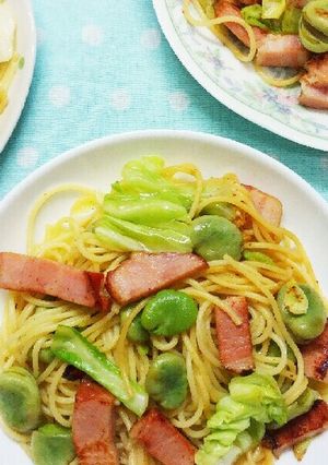 空豆　春キャベツ　ベーコンのパスタ✨-レシピのメイン写真