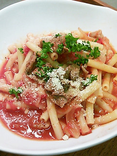 新玉と牛こまマカロニトマト煮-レシピのメイン写真