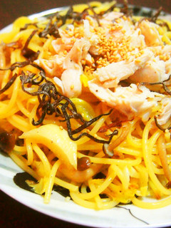 野菜たっぷり!ささみと塩昆布のパスタ-レシピのメイン写真