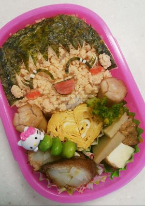 キャラ(？)弁☆女の子の顔の鮭海苔弁当-レシピのメイン写真