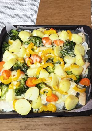 ササミといろいろ野菜のチーズオーブン焼き-レシピのメイン写真