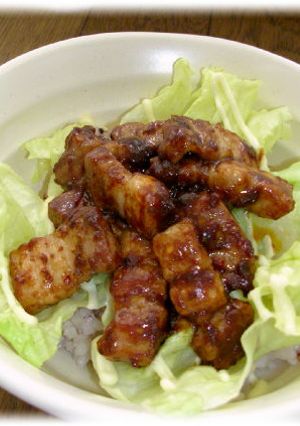 CookDo回鍋肉豚バラ肉のレタスマヨ丼-レシピのメイン写真