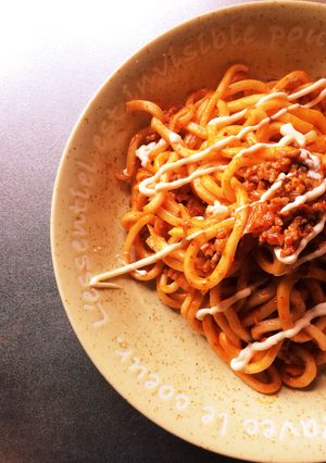 うま辛☆ひき肉とキムチの簡単おうどん-レシピのメイン写真