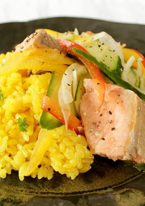 新たまねぎと鮭のサラダライス カレー風味-レシピのメイン写真