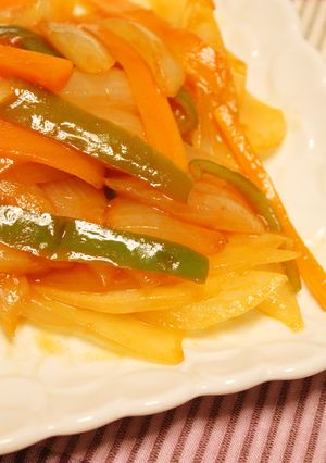 食欲すすむ！香味野菜の黒酢炒め♪-レシピのメイン写真