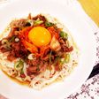 甘辛豚肉☆キムチのっけそうめん
