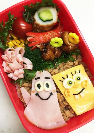 キャラ弁☆スポンジボブ-レシピのメイン写真